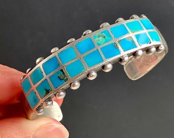 One of a Kind Sterling Silver Inlay Cuff by Artist Ryan Sanchez