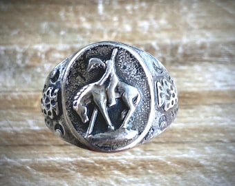 Vintage Bell Trading Post Thunderbird Cast Ring - Sterling Silver