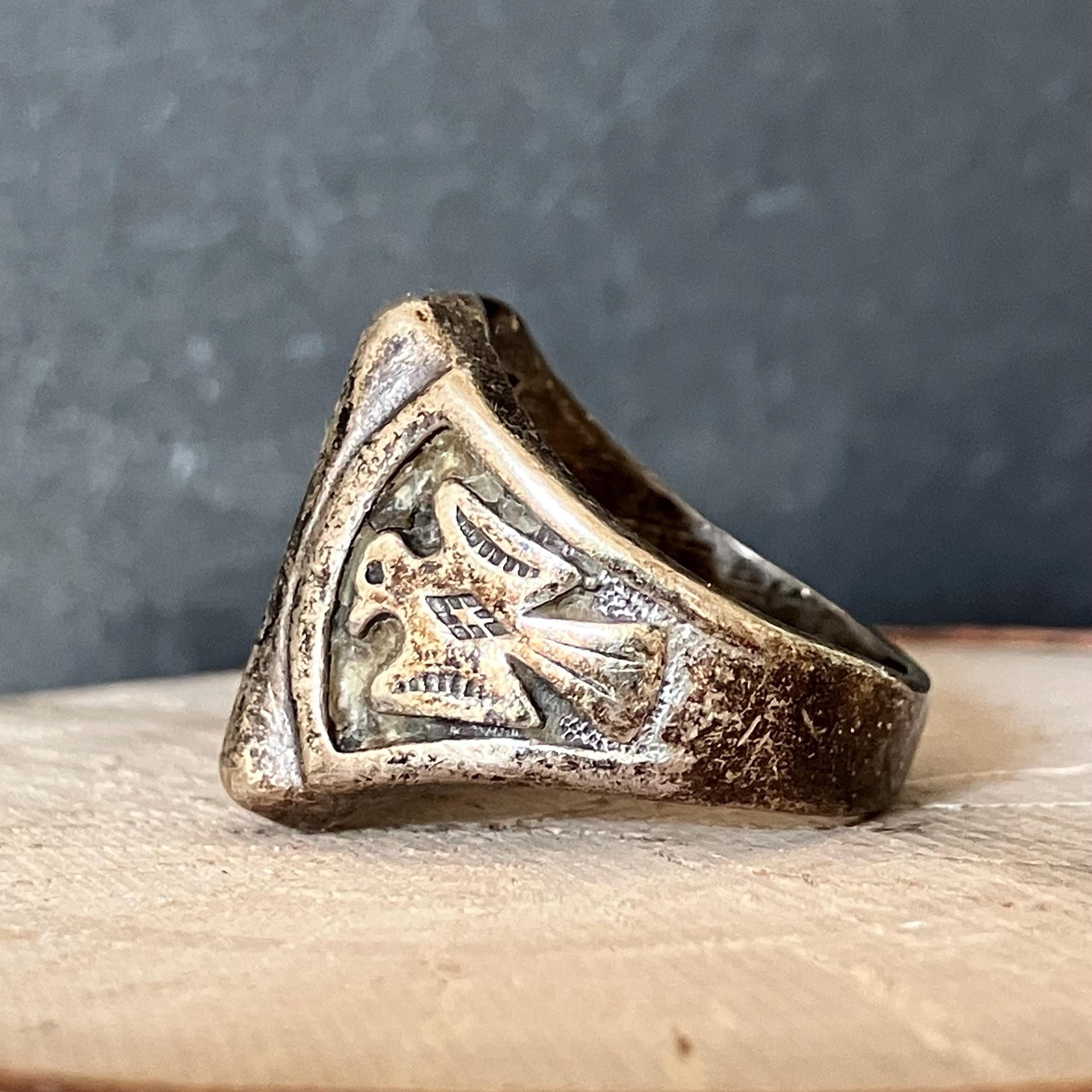 Vintage Bell Trading Post Thunderbird Cast Ring - Sterling Silver