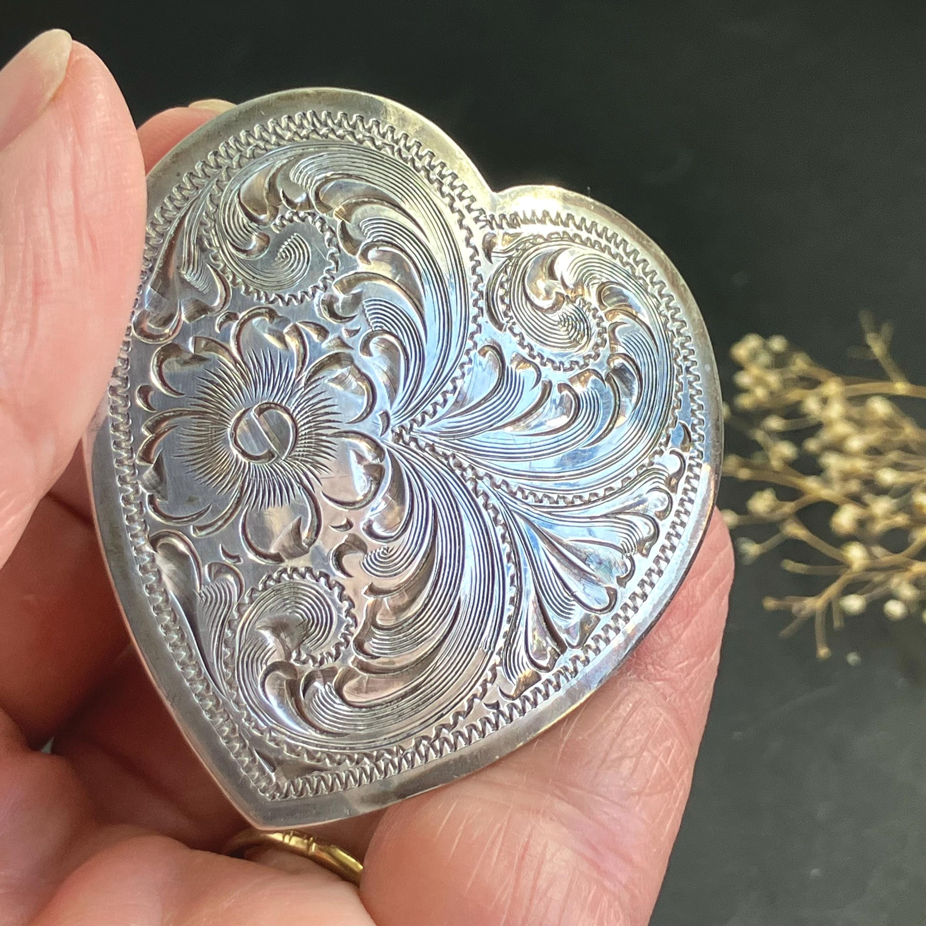 Vintage Sterling Silver Buckle with Repoussé Floral Border Monogrammed Initials Western Antique Silver Floral Engraved Pattern Rope Edged  main image 2