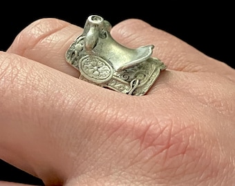 Vintage Bell Trading Post Thunderbird Cast Ring - Sterling Silver