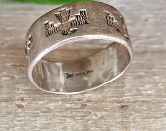 Vintage Bell Trading Navajo Post Sterling Thunderbird Ring W