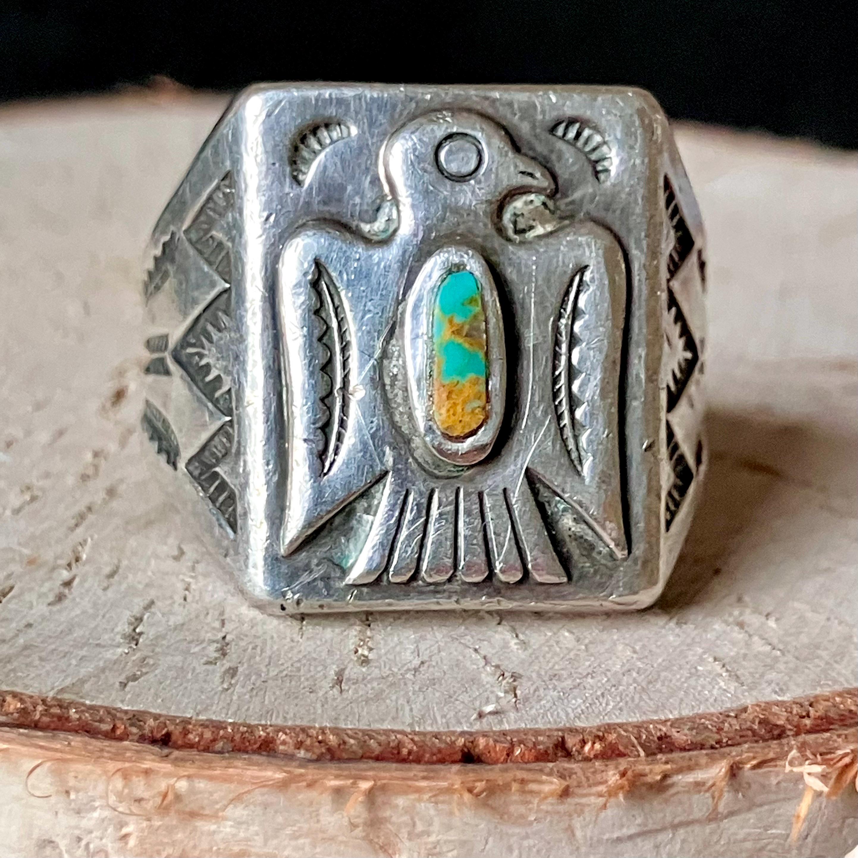 ℃*様 Bell Trading Post サンダーバード　Sterling セ Vintage Bell Trading Post Turquoise Thunderbird Cast Ring - Size
