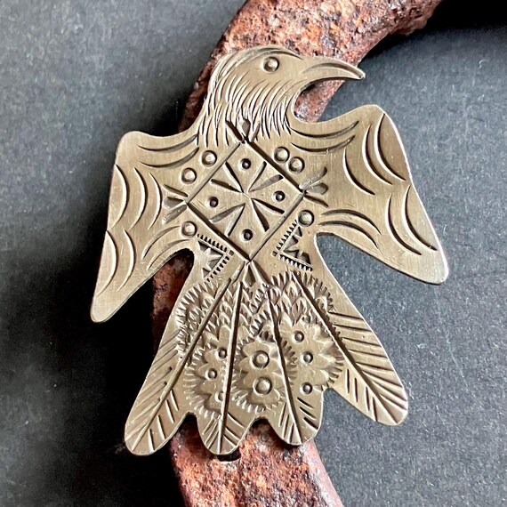 Navajo Sterling Silver Thunderbird Fob - Signed VR Virgil  display picture 1