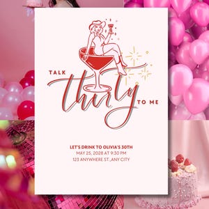 Editable Talk Thirty to Me Invitation, Womens Birthday invite, Womans, 30th Birthday, Elegant, Minimal Birthday Digital Invite, 30, Canva