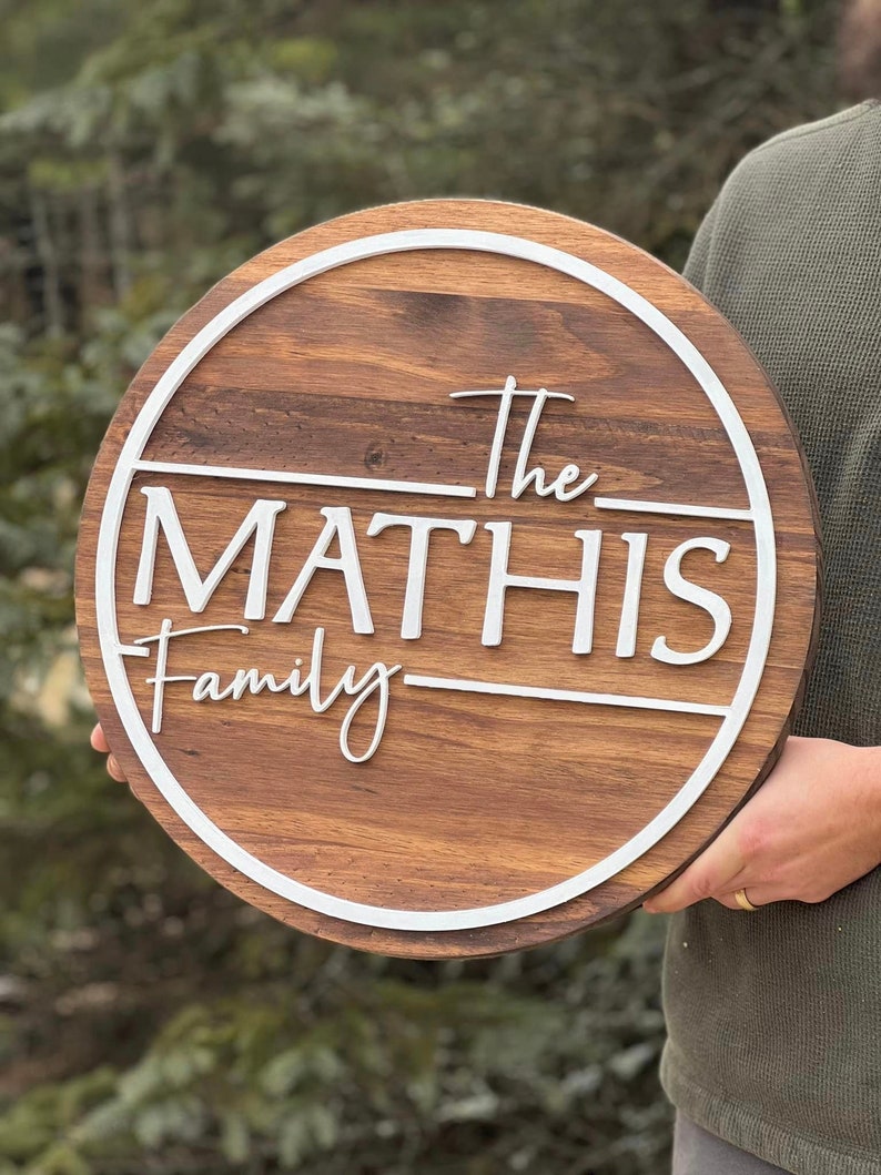 Personalized Family Name Round Wood Sign, Custom 3D Family Name Sign - Etsy