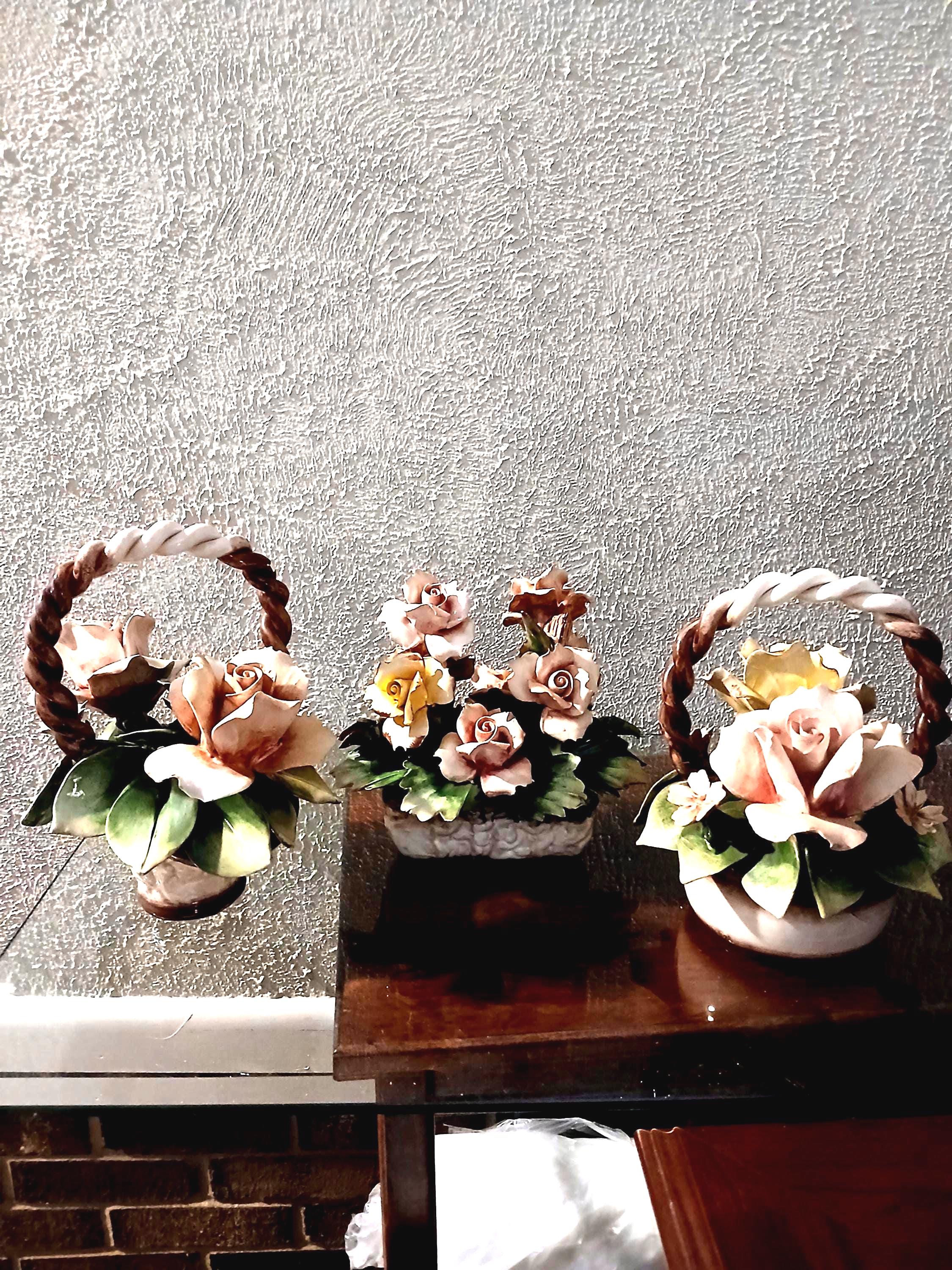 Vintage Capodimote Porcelain Flower Baskets - Etsy