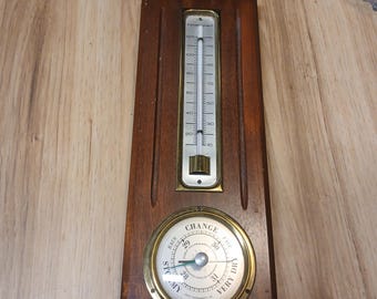 Vintage Thermometer Barometer Weather Wall Station.