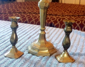 Set of 3 Brass Candle Holder - Heavy