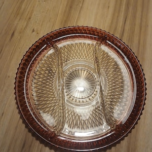 Vintage Indiana  Ruby Red Diamond Cut, Divided Tray,Serving Platter 12"