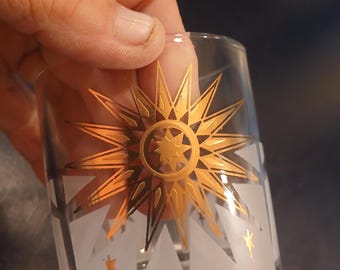 Atomic Star Gold Whiskey  Glasses Set a 4  Retro