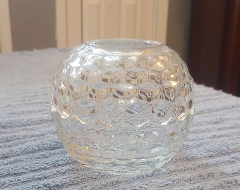 Runde kubistische Feenlampe aus klarem Glas von Homco Interior