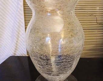 9" Tall  Crackled Vase Top Rim 5"