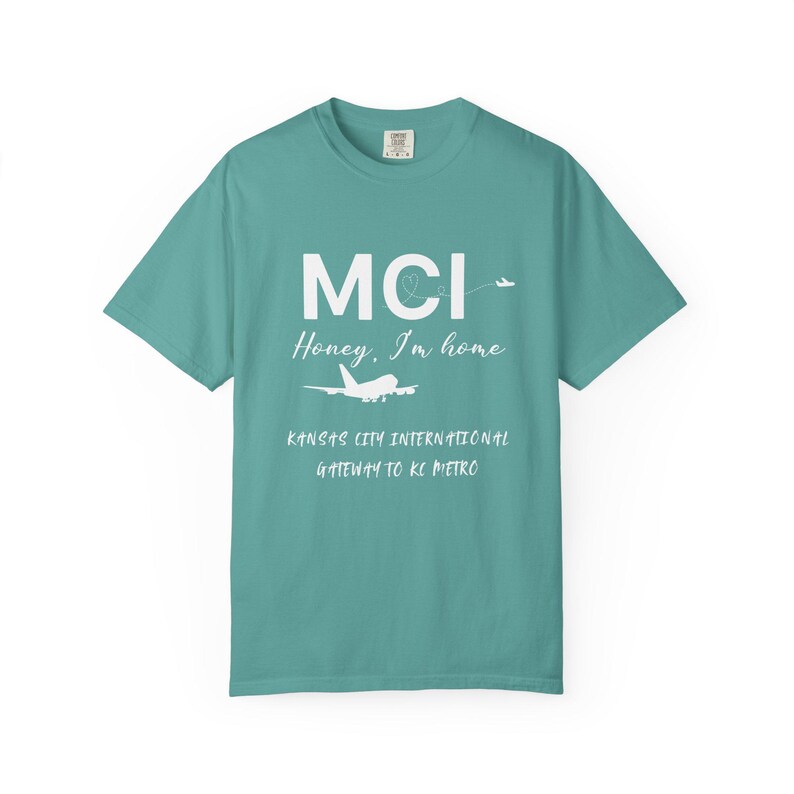 Honey I'm Home MCI Shirt, Kansas City Airport Code Tee, MCI Travel Homecoming Unisex T Shirt, Local Pride Top - KC Pride Design - Travel Tee image 4