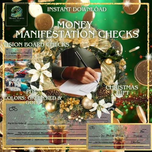 store product block Christmas Checks, Manifestation Checks, Abundance Check,Money Manifestation Checks, Check from the universe, Vision Board Checks, Christma poster