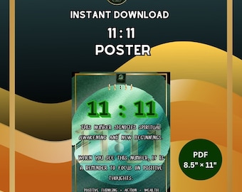 ポスター 1111 1111、天使の数字 11 11、11 11 ポスター、1111 印刷可能、天使の数字