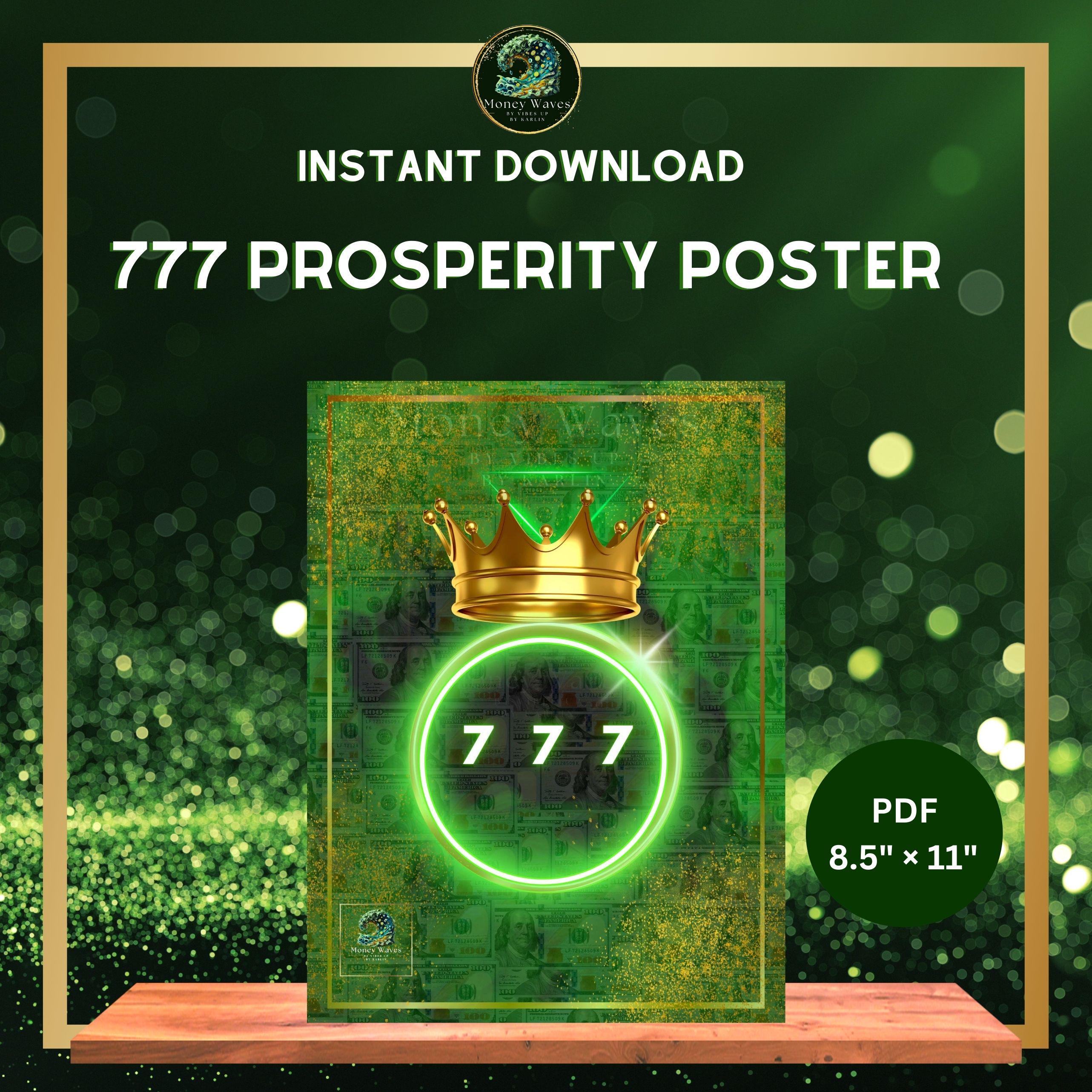 store product block 777, Lucky Number 7, Instant Download, Triple 7, Money Manifestation, Law of Attraction, Number 7, Printable Poster poster