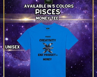 Zwaar katoenen T-shirt Vissen, uniseks astrologiecadeau
