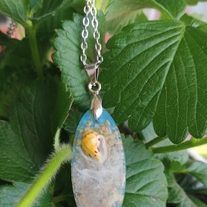 Silberfarbene Halskette | Echter Sand Anhänger | Seaside Schmuck für den Strand | Boho Halskette | Strand Halskette