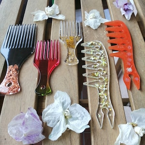 Resin Comb | Afro Comb | Detangling Comb | Handmade Hair Comb | Natural Hair Travel Accessory
