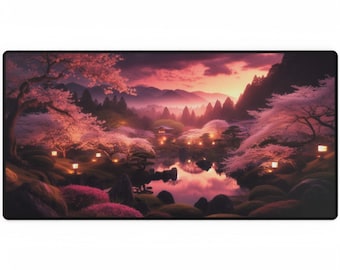 Sakura Garden Desk Mat: Japanese Cherry Blossom Mousepad