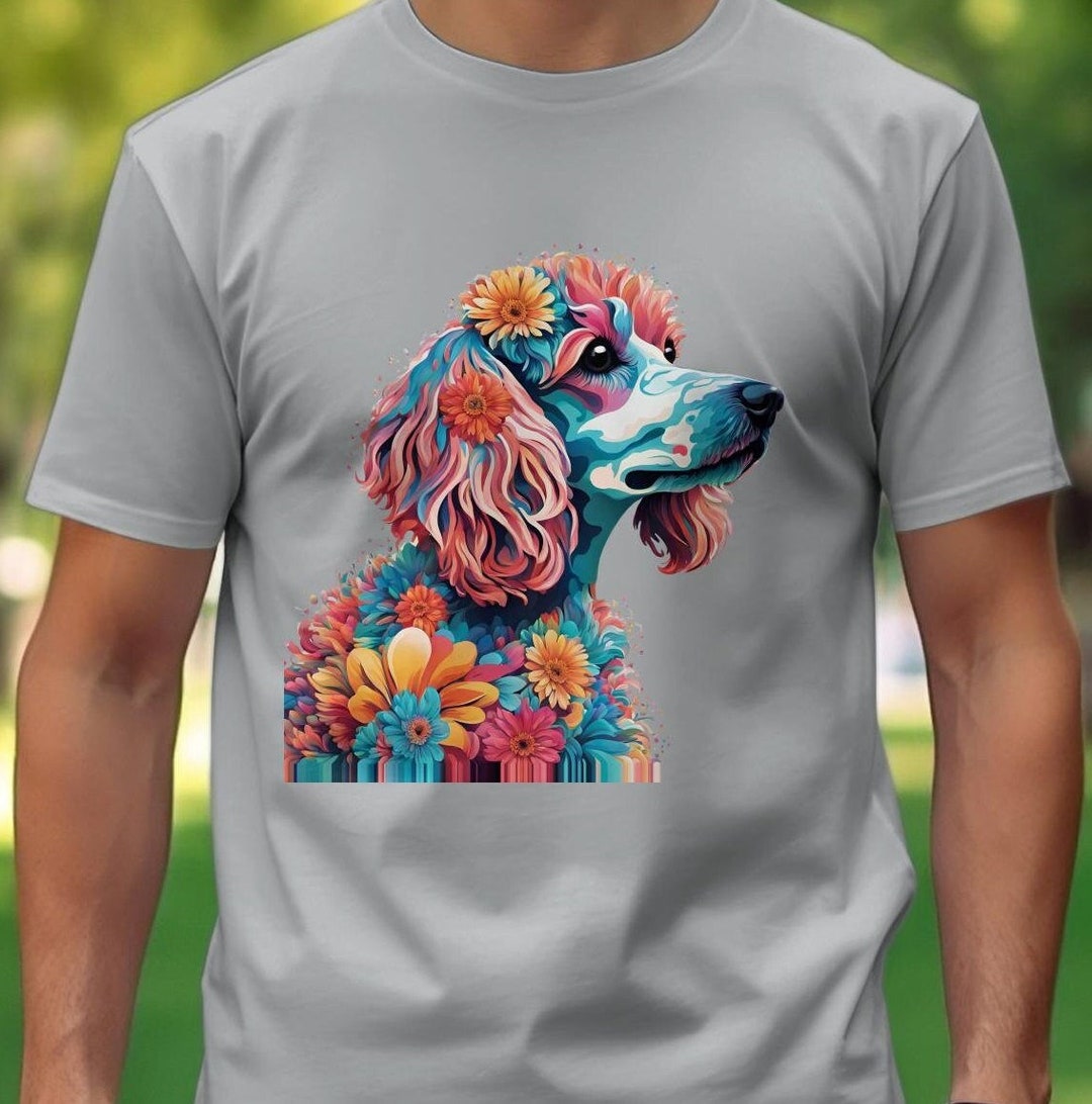 Psychedelic Poodle Tee, Colorful Floral Dog Graphic Shirt - Etsy