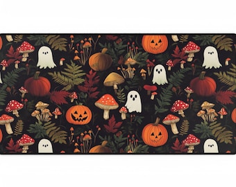 Halloween Desk Mat, Mushroom Pumpkin Cottagecore Autumn Decor