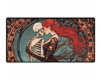 Art Nouveau Halloween Desk Mat: Gothic Office Decor