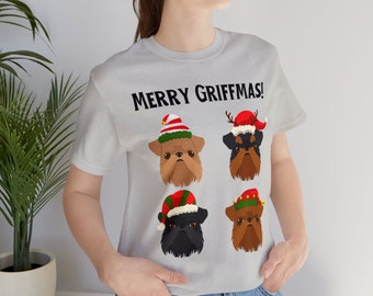 Merry Griffmas Brussels Griffon Christmas Tee, Dog Lover Gift