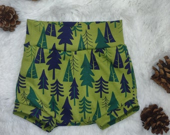 Tree Forest Green Baby Bummies Shorts