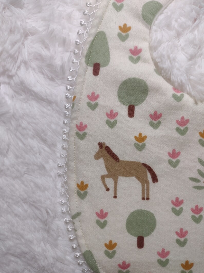 Stylish Horse & Floral Lace Baby Bib Drool Bib image 4