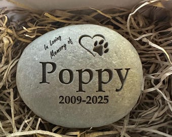 Pet memorial stone, deep engraved.(Dog Paw)
