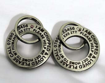 Professional Custom Deep Engraved Ring, Dog Tag, Large 32mm x 3mm Custom Stainless Steel Pet ID, Heavy Duty