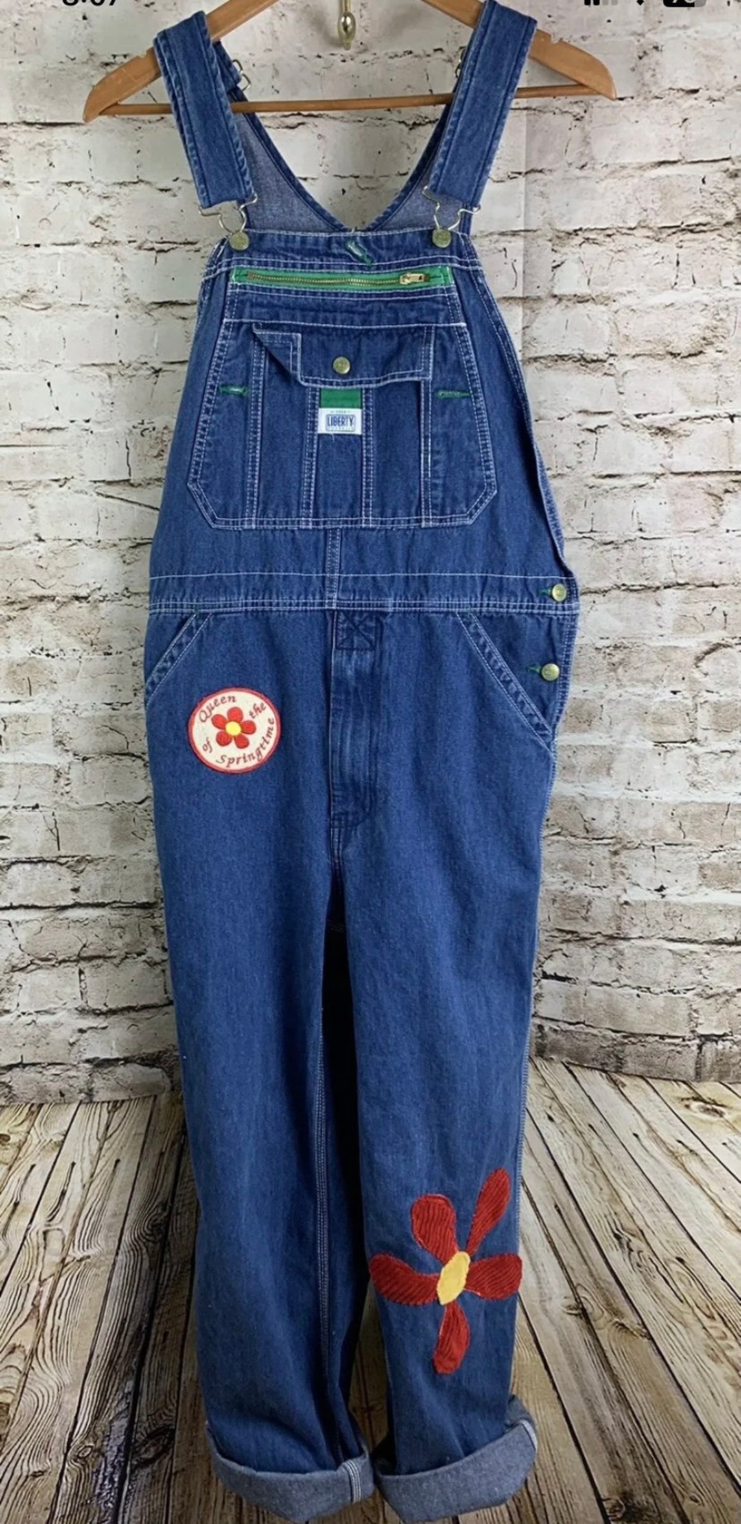 BILLY STRINGS Upcycled Bib Overalls Red Daisy Women's S M Etsy