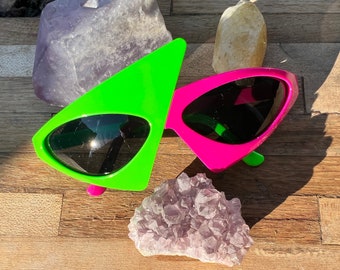 Billy Strings Sunglasses Big Mon 3000 Retro Neon Pink Green Glasses 80's