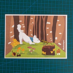 Papierkarten mit Hund und Salamander, handgemachte Naturkarten, Waldthema, Bergdesign, Baumkarte, umweltfreundliches Geschenk