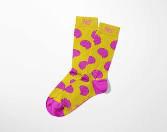 Brain Crew Socks – Cerebro Yellow Edition | Thoughtful Gift for Doctors, Psychologists, Medical Students & Thinkers