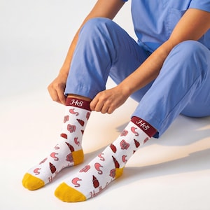 Gastrointestinal Crew Socks – White Edition, GI Medical Socks for Gastroenterologists, Nurses and Healthcare Professionals