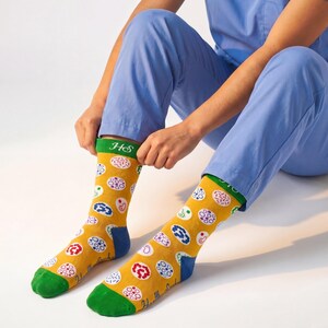 Microscope Socks – Cells and Microbes Print, Science Gift for Lab Professionals