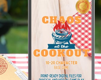 Caos en la barbacoa / Juego imprimible de misterio de asesinato para fiestas de verano / Barbacoa, 4 de julio, temática de jardín / Juego base para 10 a 20 jugadores