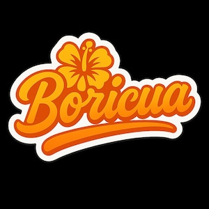 Boricua Sticker mit Hibiskusblüte