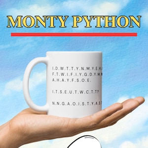 May include: White ceramic mug with a black handle. The mug has black text that reads "I.D.W.T.T.Y.N.M.Y.E.H. F.T.W.I.I.F.I.Y.G.D.Y.M.N A.H.A.Y.F.S.O.E. I.T.S.E.U.T.W.C.T.T? N.N.G.A.O.I.S.T.Y.A.S.I" and a speech bubble that says "IYKYK".