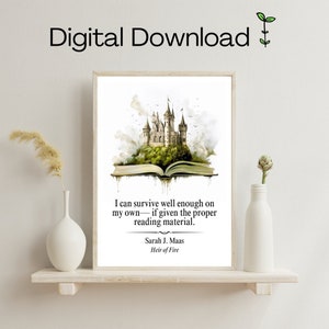 Proper Reading Material - Throne of Glass Digital Download Art - Watercolor - Sarah J Maas - TOG Quote