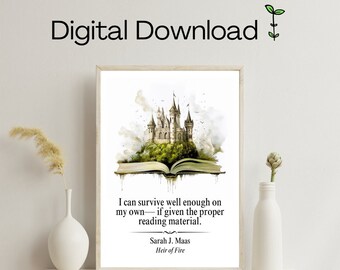 Proper Reading Material - Throne of Glass Digital Download Art - Watercolor - Sarah J Maas - TOG Quote