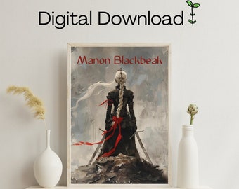 Manon Blackbeak - Throne of Glass Silhouette Digital Download - Sarah J Maas - SJM - Maasverse - Manon Crochran - Witch Queen - Poster