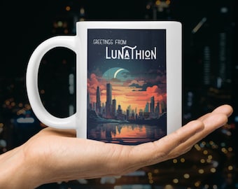 Greetings from Lunathion - White Mug - Crescent City - Sarah J Maas - SJM - Maasverse - Bryce Quinlan