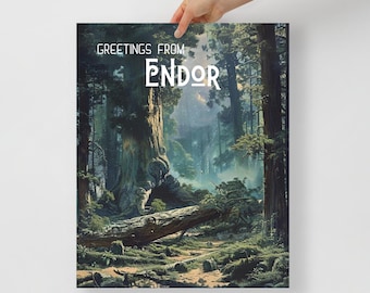 Greetings from Endor Art Poster | Star Wars Inspired Landscape | Sci-Fi Wall Art | Home Decor and Print