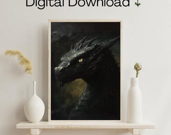 Tairn Dragon Digital Download Poster - Emperyan Series Art | Black Dragon Wall Decor Inspired by Fourth Wing by Rebecca Yarros