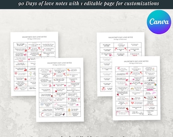 90 Printable Love Notes: Customizable Canva Template (Digital Download)