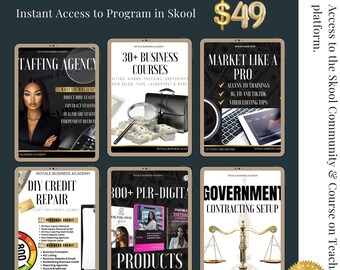 Royale Business Academy – 400+ Income Streams & Business Training Bundle, 30+ Business Start Ups, 300+ PLR DFY products, MRR Course l Sale